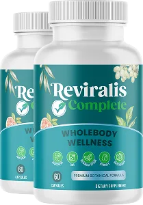 Reviralis Complete capsule bottle render, two bottles